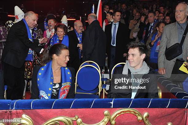 In this handout photo provided by Palais Princier, Louis Ducruet and Princess Stephanie of Monaco attends the Monte-Carlo 37th International Circus...