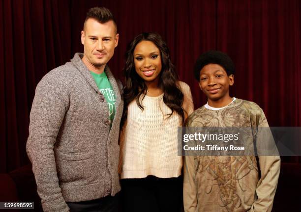 Tim Vincent, Jennifer Hudson and Skylan Brooks attend Day 1 of Tea of A Kind at Village At The Lift 2013 on January 18, 2013 in Park City, Utah.