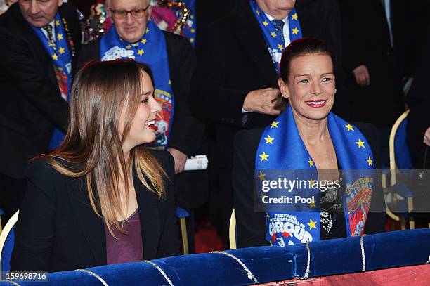 Pauline Ducruet and Princess Stephanie of Monaco attend day two of the Monte-Carlo 37th International Circus Festival on January 18, 2013 in...