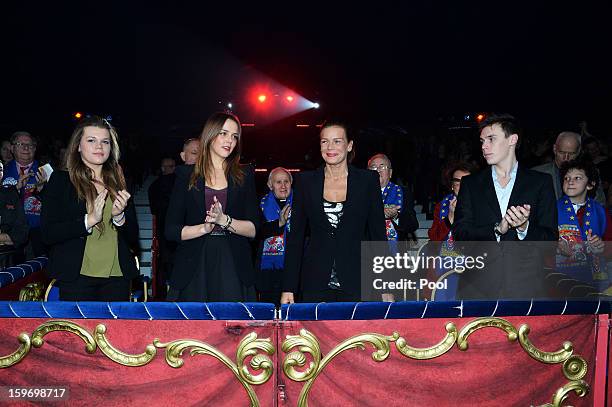 Camille Gotlieb, Pauline Ducruet, Princess Stephanie of Monaco and Louis Ducruet attend day two of the Monte-Carlo 37th International Circus Festival...