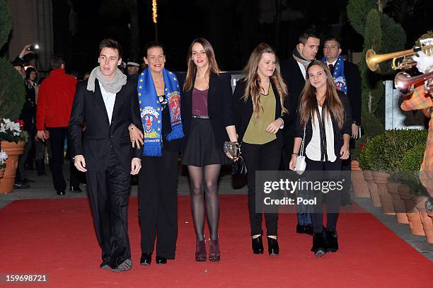 Louis Ducruet, Princess Stephanie of Monaco, Pauline Ducruet and Camille Gotlieb arrive for day two of the Monte-Carlo 37th International Circus...