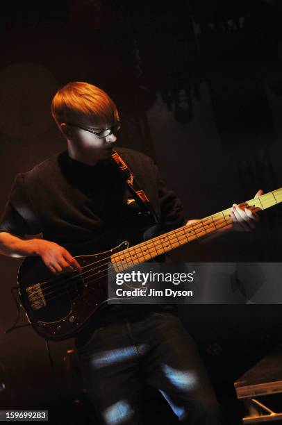 Gwil Sainsbury of Alt-J performs live on stage at Shepherds Bush Empire on January 18, 2013 in London, England.