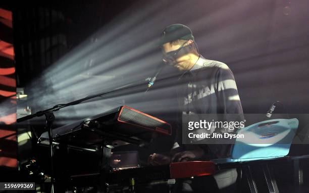Gus Unger-Hamilton of Alt-J performs live on stage at Shepherds Bush Empire on January 18, 2013 in London, England.