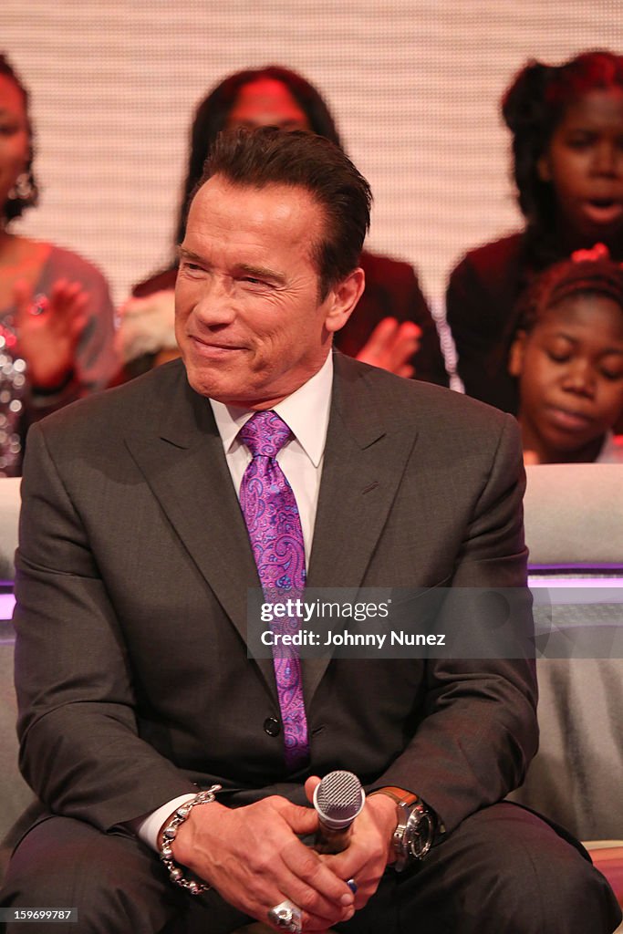 Arnold Schwarzenegger & Jaimie Alexander Visit BET's "106 & Park"