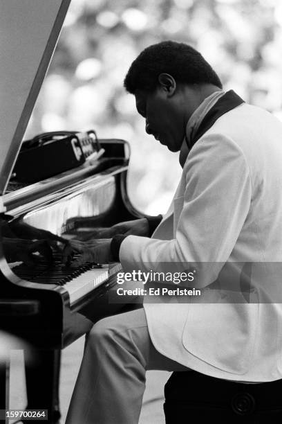 McCoy Tyner performs during the Berkeley Jazz Festival at the Greek Theatre in May 1980 in Berkeley, California.