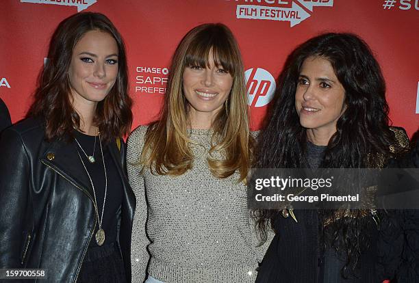 Actors Kaya Scodelario and Jessica Biel and director Francesca Gregorini attend the "Emanuel and The Truth About Fishes" Premiere during the 2013...