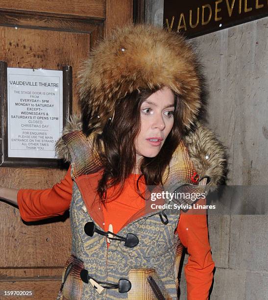 Anna Friel leaving Vaudeville Theatre on January 18, 2013 in London, England.