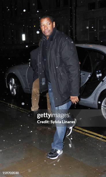 Denzel Washinton arriving back at his Hotel on January 18, 2013 in London, England.