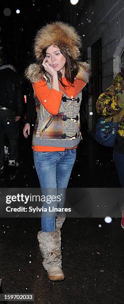 Anna Friel leaving Vaudeville Theatre on January 18, 2013 in London, England.