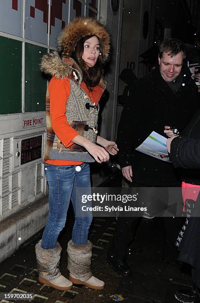 Anna Friel leaving Vaudeville Theatre on January 18, 2013 in London, England.