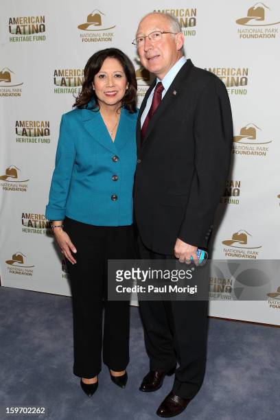 Secretary of Labor Hilda Solis and Secretary Of The Interior Ken Salazar attend a reception to recognize The National Park Service and The American...