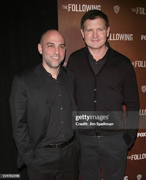 Director/executive producer Marocs Siega and creator Kevin Williamson attend "The Following" New York Premiere at New York Public Library - Astor...
