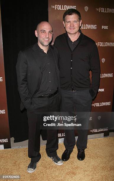 Director/executive producer Marocs Siega and creator Kevin Williamson attend "The Following" New York Premiere at New York Public Library - Astor...