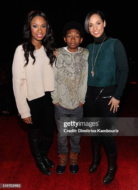 Actors Jennifer Hudson, Skylan Brooks and Producer/musician Alicia Keys attend Day 1 of Village at The Lift 2013 on January 18, 2013 in Park City,...