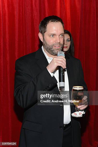 Rick Oleshak, U.S. Marketing Director, Stella Artois speaks at the Stella Artois launch of the Timeless Beauty Campaign shot by legendary...