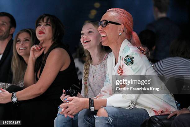 Jochen Schropp, Sophia Thomalla, Simone Thomalla, Natascha Ochsenknecht and Cheyenne attend the 'Michalsky Style Nite Show - Mercesdes-Benz Fashion...