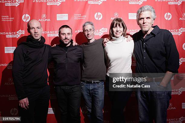 Rick Rowley, Jeremy Scahill, Anthony Arnove, Brenda Coughlin and David Riker attend the "Dirty Wars" Premiere during the 2013 Sundance Film Festival...