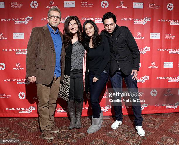 Director Jehane Noujaim Actress Sanaa Seif and producer Ahmed Barbary attend "The Square" Premiere during the 2013 Sundance Film Festival at Yarrow...