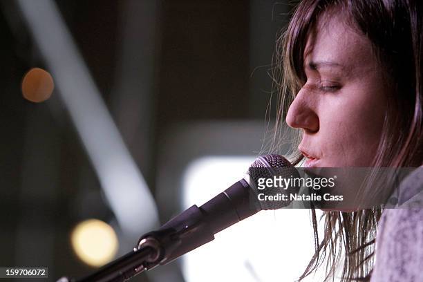 Musician Emily Wells performs on ASCAP Music Cafe Day 1 at Sundance ASCAP Music Cafe during the 2013 Sundance Film Festival on January 18, 2013 in...