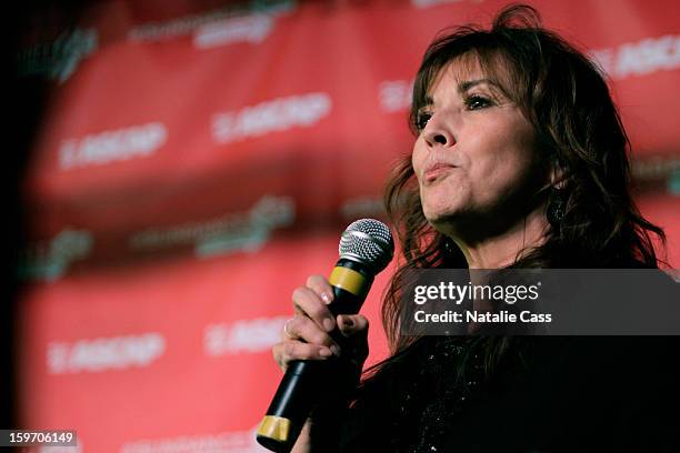 Assistant Vice President, Pop/Rock Creative, and Special Projects Loretta Munoz speaks onstage on ASCAP Music Cafe Day 1 at Sundance ASCAP Music Cafe...