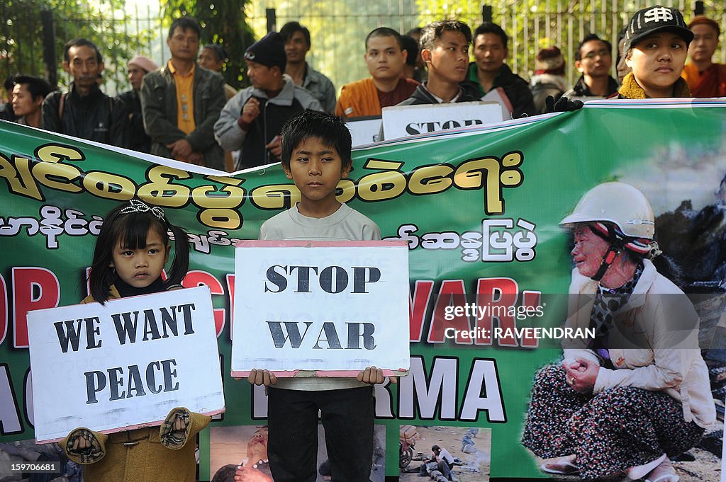 INDIA-MYANMAR-PROTEST