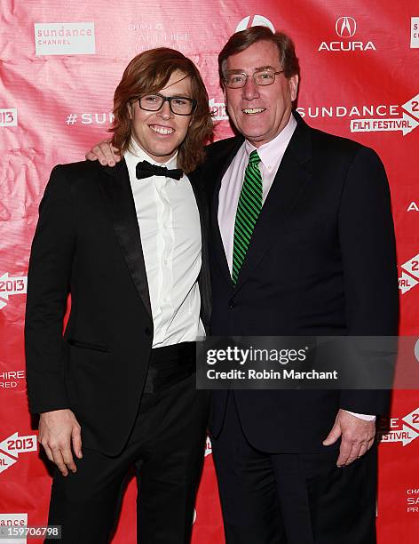 American snowboarder Kevin Pearce and President and CEO of Zions Bank Scott Anderson attend "The Crash Reel" Premiere at Rose Wagner Performing Arts...