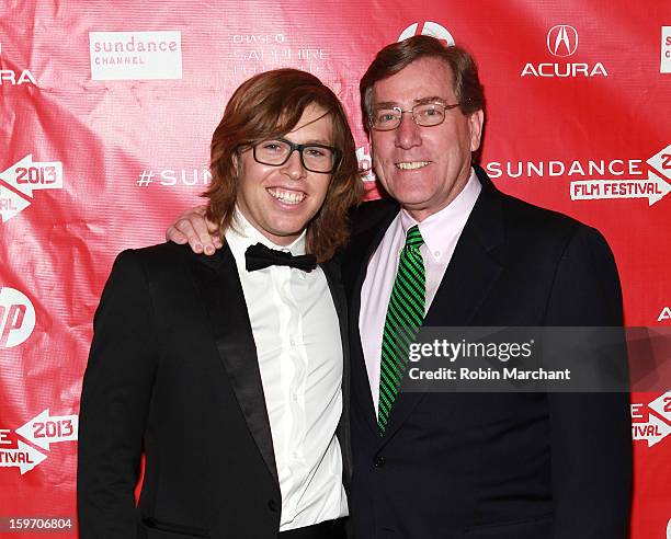 American snowboarder Kevin Pearce and President and CEO of Zions Bank Scott Anderson attend "The Crash Reel" Premiere at Rose Wagner Performing Arts...