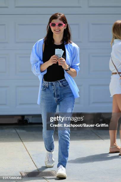 Alexandra Daddario is seen on August 13, 2023 in Los Angeles, California.