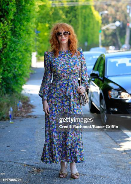 Christina Hendricks is seen on August 13, 2023 in Los Angeles, California.