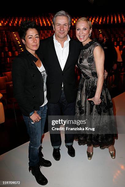 Dunja Hayali, Klaus Wowereit and Claudia Michelsen attend the 'Michalsky Style Nite After Show Party - Mercesdes-Benz Fashion Week Autumn/Winter...