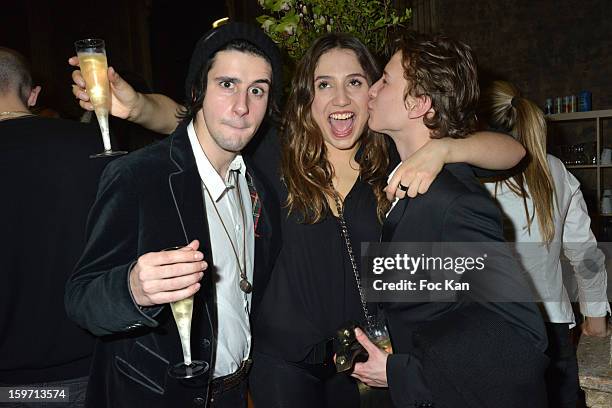 Clement Metayer, Izia Higelin and Best Espoir awarded Ernst Umhauer attend 'Les Lumieres 2013' Cinema Awards 18th Ceremony at La Gaite Lyrique on...