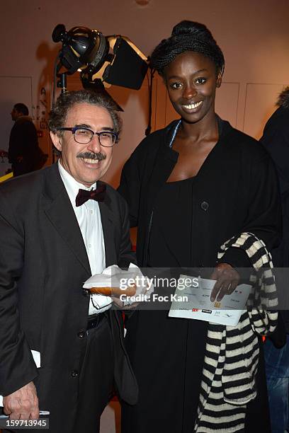 Tunisian director Ferid Boughedir and Aissa Maiga attend 'Les Lumieres 2013' Cinema Awards 18th Ceremony at La Gaite Lyrique on January 18, 2013 in...