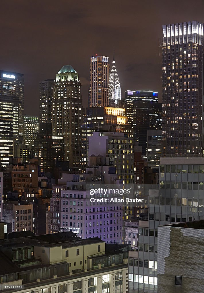 Skyline of Midtown Manhattan at night