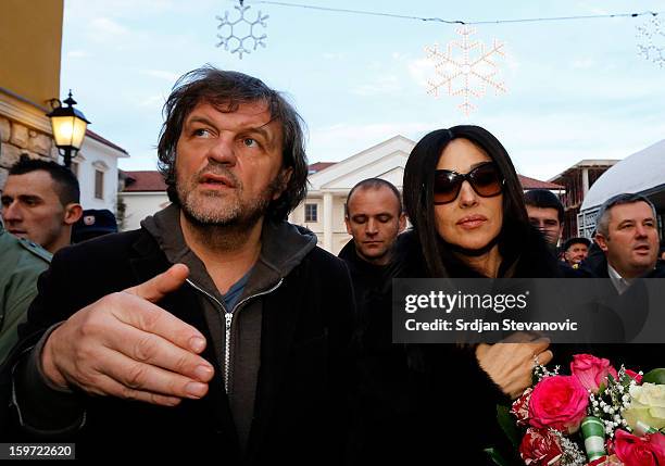 Italian actress Monica Bellucci and Serbian film director Emir Kusturica visit Visegrad before heading to the Kustendorf Film Festival being held in...