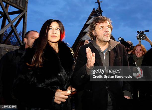 Italian actress Monica Bellucci and Serbian film director Emir Kusturica visit Visegrad before heading to the Kustendorf Film Festival being held in...