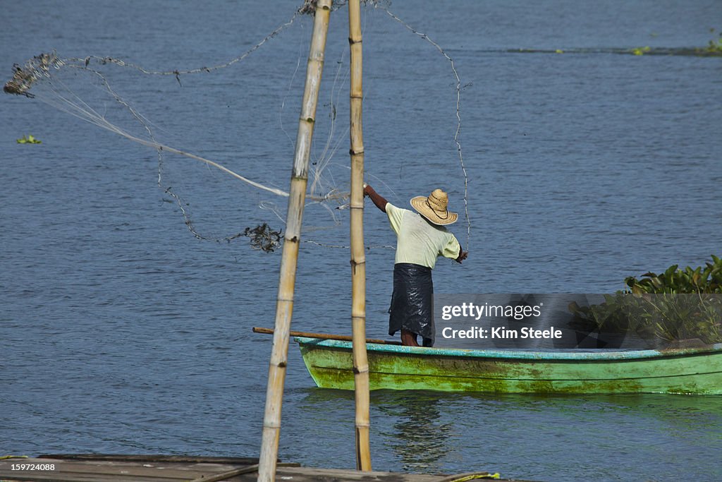Fishing in Catemaco Lake, Mexico