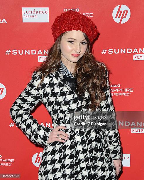 Kaitlyn Dever attends 'The Spectacular Now' premiere at Library Center Theater during the 2013 Sundance Film Festival on January 18, 2013 in Park...