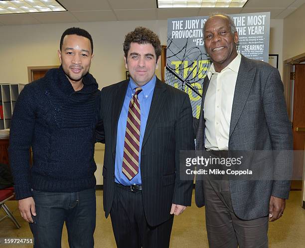 Singer John Legend, Director/writer Eugene Jarecki and actor Danny Glover attend "The House I Live In" Washington DC screening at Shiloh Baptist...