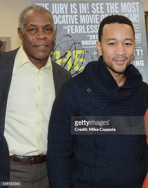 Actor Danny Glover and Singer John Legend attend "The House I Live In" Washington DC screening at Shiloh Baptist Church on January 19, 2013 in...