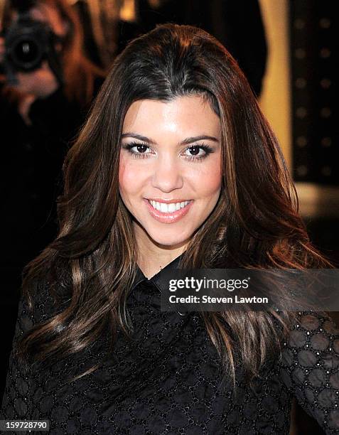 Television personality Kourtney Kardashian appears at the Kardashian Khaos store at The Mirage Hotel & Casino on January 19, 2013 in Las Vegas,...