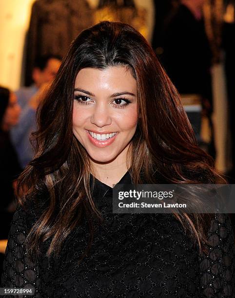 Television personality Kourtney Kardashian appears at the Kardashian Khaos store at The Mirage Hotel & Casino on January 19, 2013 in Las Vegas,...