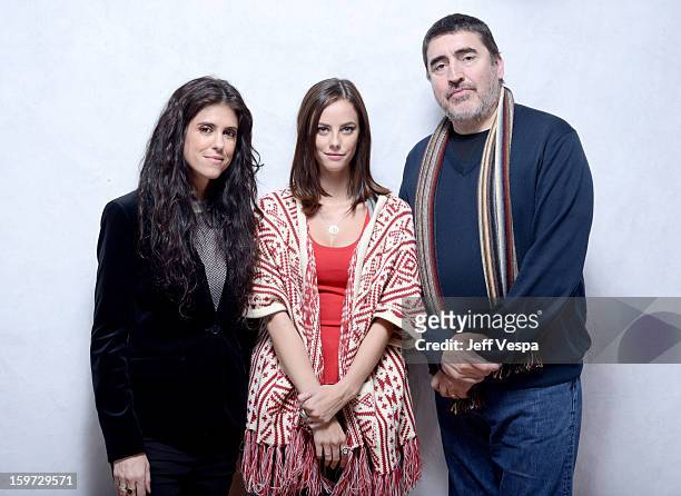 Filmmaker Francesca Gregorini, actors Kaya Scodelario, and Alfred Molina pose for a portrait during the 2013 Sundance Film Festival at the WireImage...