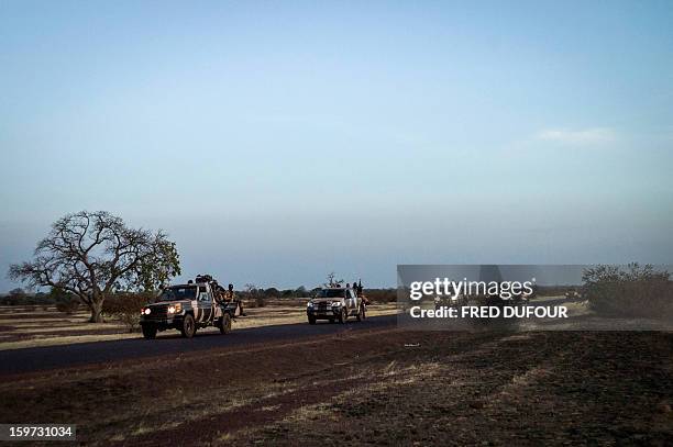 Convoys of Malian soldiers are pictured on their way for Mopti, on January 19, 2013 in Kongena. West African leaders Saturday sought urgent financial...