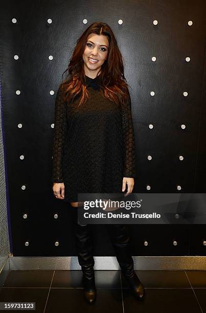 Kourtney Kardashian and Cynthia Bussey during an appearance at Kardashian Khaos at The Mirage Hotel and Casino on January 19, 2013 in Las Vegas,...