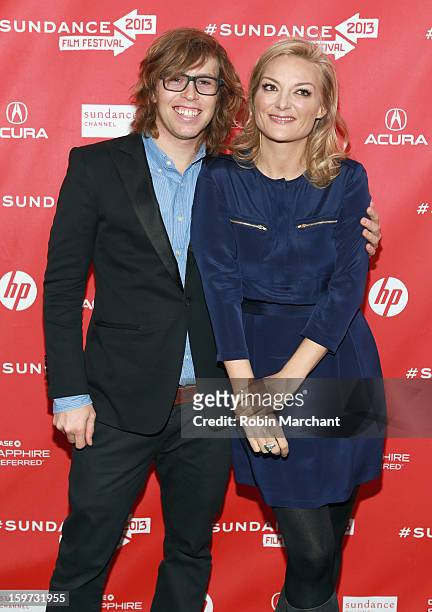 American snowboarder Kevin Pearce and director Lucy Walker attend "The Crash Reel" premiere at The Marc Theatre during the 2013 Sundance Film...