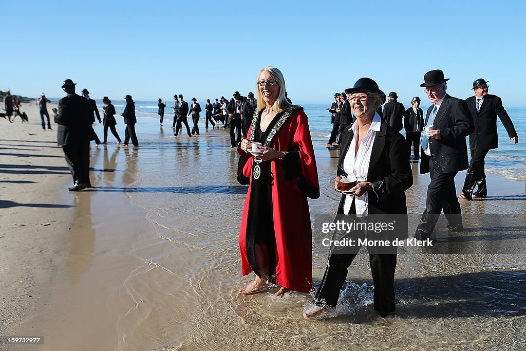 Andrew Baines Creates Art Installation On Henley Beach