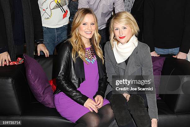 Kristen Bell and Mamie Gummer pose for a photo in the green room at "The Lifeguard" Premiere - 2013 Sundance Film Festival at Library Center Theater...