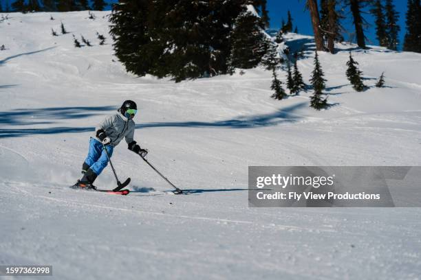 adaptive athlete skiing - skidåkare bildbanksfoton och bilder