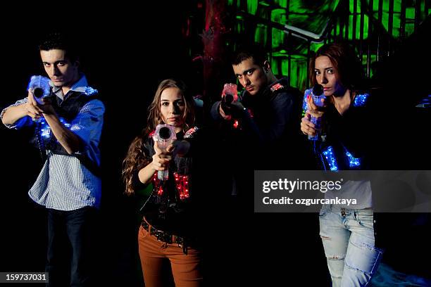 lasertag warriors - tag game stock pictures, royalty-free photos & images