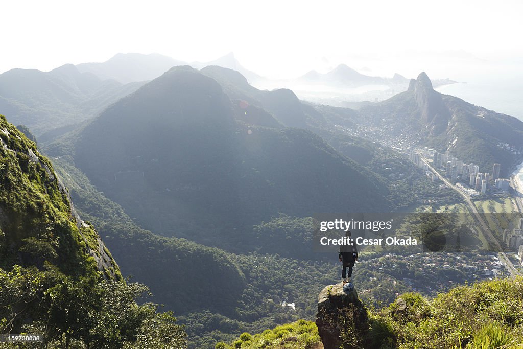 Man looking at Rio de Janeiro from above